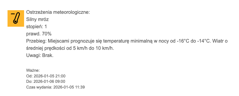 IMGW Ostrzeżenie Pogoda